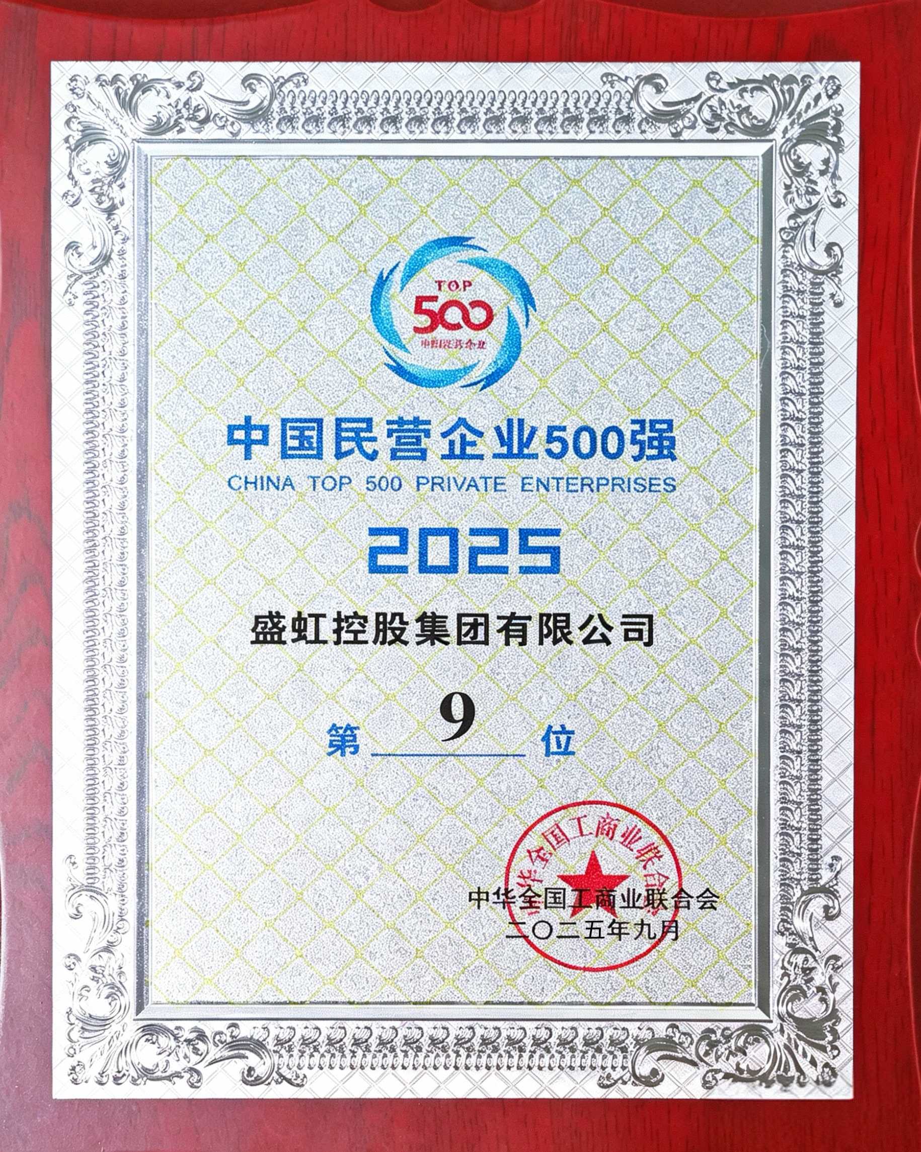 中国民营企业500强第9位